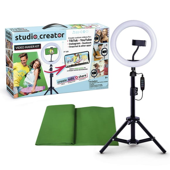 Canal Toys So DIY TikTok Instagram YouTube Ring Light with Green Screen and Phone Mount Tripod. Studio Creator Influencer Video Creator Kit