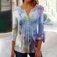 thumbnail image 4 of Camisetas de Cuello en V Mujeres, Impreso 3/4 Manga Blusa Casual Hecha de Cómodo Estante de Imitación para Toda la Temporada de Uso Diario, Camisetas Casuales de Mujer, 4 of 5