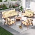 thumbnail image 6 of Outdoor Deep Seat Patio Cushion Set, 24x24x4.3 in, Waterproof Fade-Resistant Patio Furniture Cushions with Backrest, Removable Covers（Yellow white）, 6 of 6