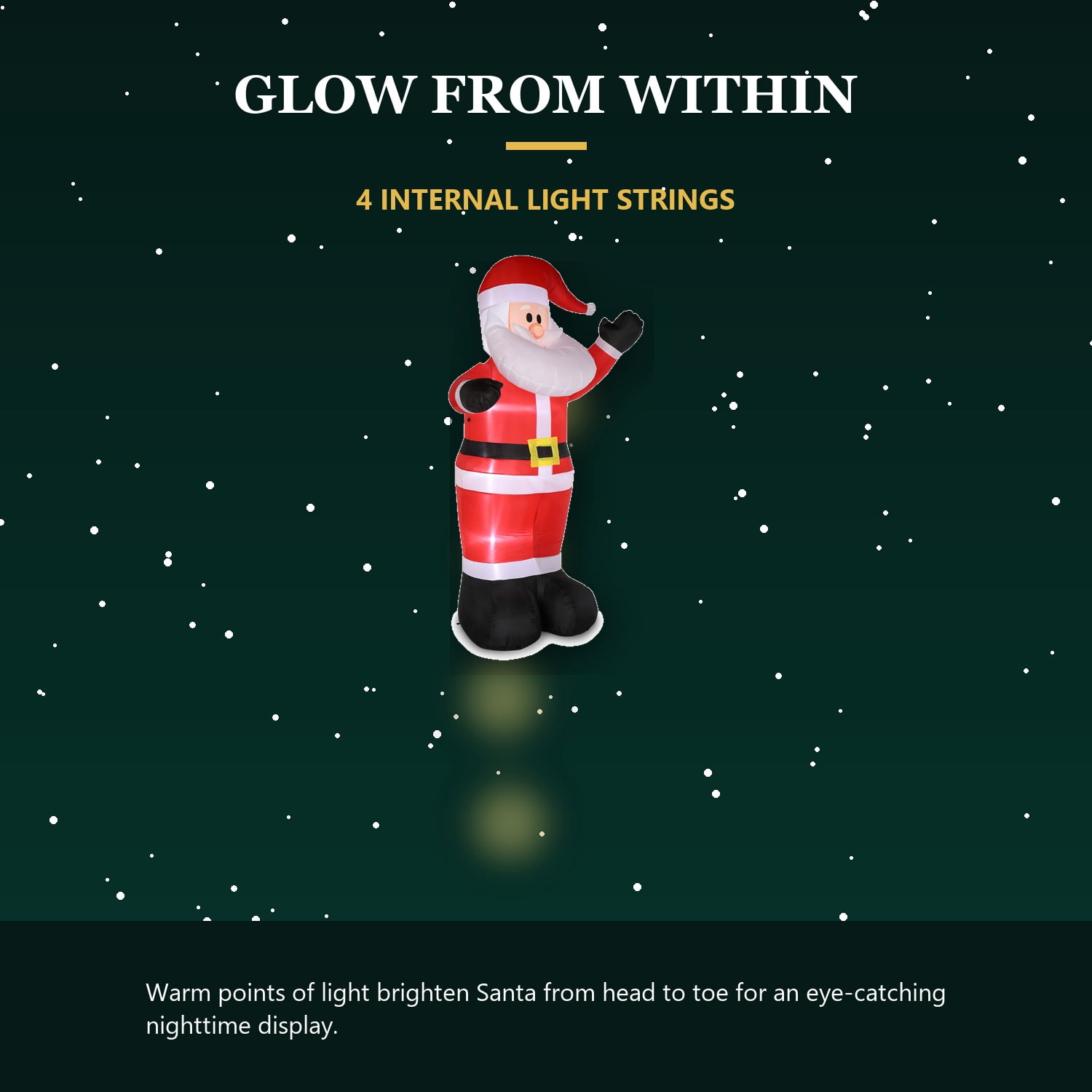 Alvantor 8 ft Lighted Inflatable Santa Claus with 4 String Lights, Red, Outdoor Christmas Yard Decoration