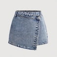 thumbnail image 5 of Girl's Jean Skorts Vintage Y2K Denim Skort Elastic Waist Denim Skirt with Shorts Underneath Summer Casual A Line Mini Jean Skirts with Pockets, 5 of 9