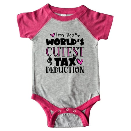

Inktastic I m the Worlds Cutest Tax Deduction Pink Hearts Gift Baby Boy or Baby Girl Bodysuit