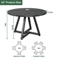thumbnail image 6 of Anyact 42in Round Dining Table for 4, Circle Dinner Table Pedestal Metal Frame, Kitcen Table Sturdy Wood Kitchen & Dining Room Furniture, Black(Only Table), 6 of 9