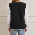 thumbnail image 3 of Lovskoo Women's Fuzzy Sherpa Fleece Crop Vest Casual Solid Color Sleeveless Warm Jacket Button Up Fall Winter Outerwear Black, 3 of 7