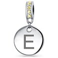 thumbnail image 1 of Monogramme Initial Topaze Jaune Simulée Accent Cristal Forme Disque Rond Pendentif Perle Charme.925 Argent Sterling pour Femmes Adolescentes Bracelet Européen, 1 of 6