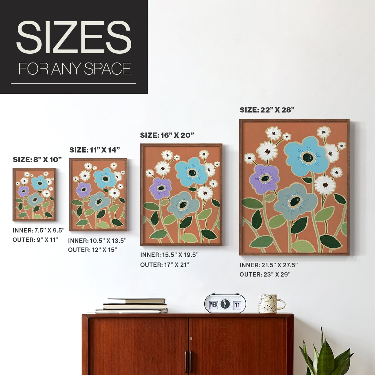 Woodblock Floral IV Framed Print - Solid Wood in Single Picture Frame Solid Wood 2 Framed Print