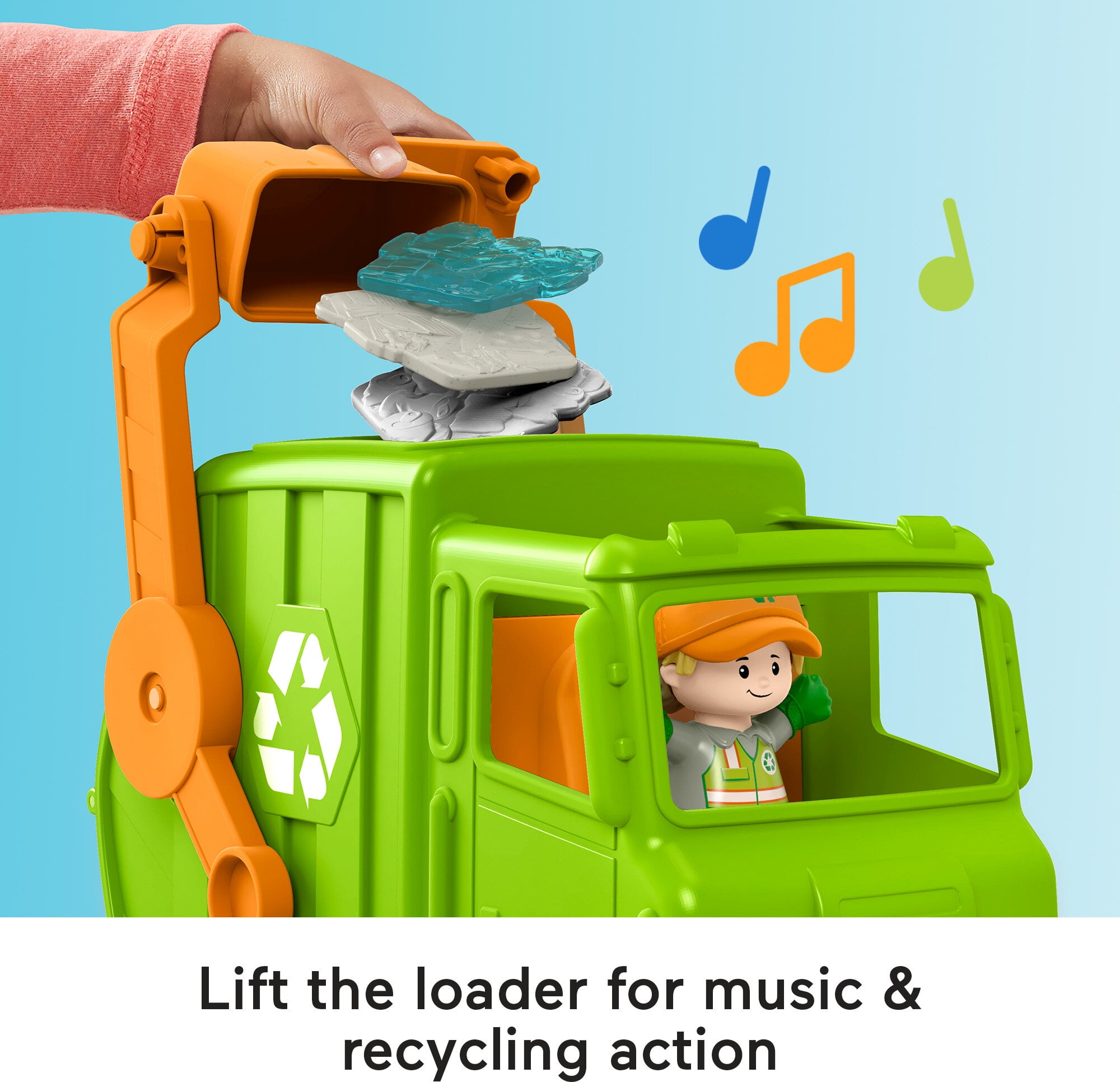 FisherPrice Little People Recycling Truck Musical Toddler Garbage Toy Set, 5 Pieces  (图3)