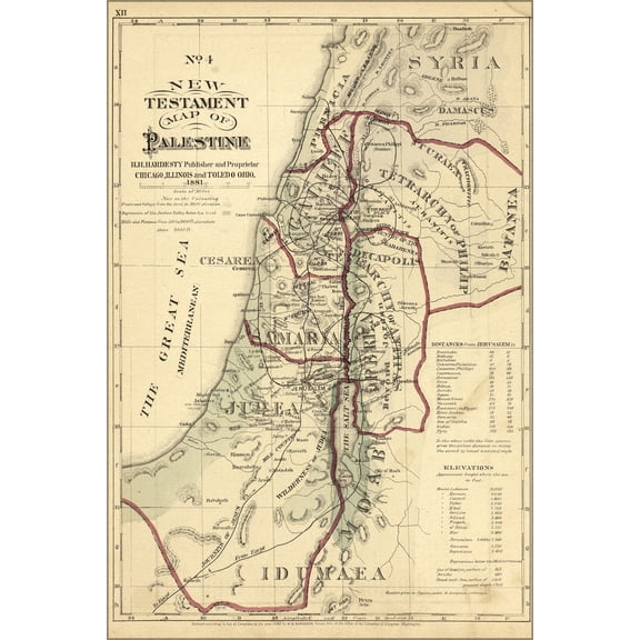 24"x36" Gallery Poster, new testament map palestine israel holy land 1881 05_22_19