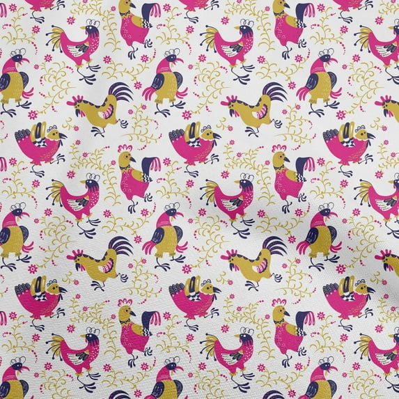 oneOone Georgette Viscose Medium Yellow Fabric Rooster Cock Sewing Craft Projects Fabric Prints By Yard 42 Inch Wide-7Q