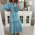 thumbnail image 6 of Evdexr Boho Sundress for Womens Maxi Tiered Beach Dress V Neck Puff Sleeve Long Hawaiian Floarl Dresses 2025 Flowy Lounge Bohemian Fashion Light Blue XL, 6 of 6