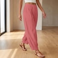 thumbnail image 4 of felwors Barrel Pants Women Cotton Palazzo High Waisted Balloon Pants Summer Casual Beach Boho Wide Leg Baggy Trousers Watermelon Red for Size XXL, 4 of 8