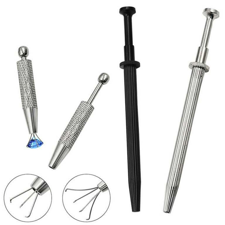3 Pc Piercing Ball Grabber Tool with 4 Prong Diamond Claw Tweezer