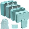 thumbnail image 1 of 7Pcs Set Travel Organizer Storage Bags Suitcase Packing Cubes Set Cases Portable Luggage Clothes Shoe Tidy Pouch Fold 7pcs Lake Blue, 1 of 6