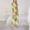 thumbnail image 4 of Kll Cartoon Honey Pot Bee Sunflower Print Women'S Long Sleeve Pajamas With Pants Sleepwear Loungewear 2 Set-X-Large, 4 of 9
