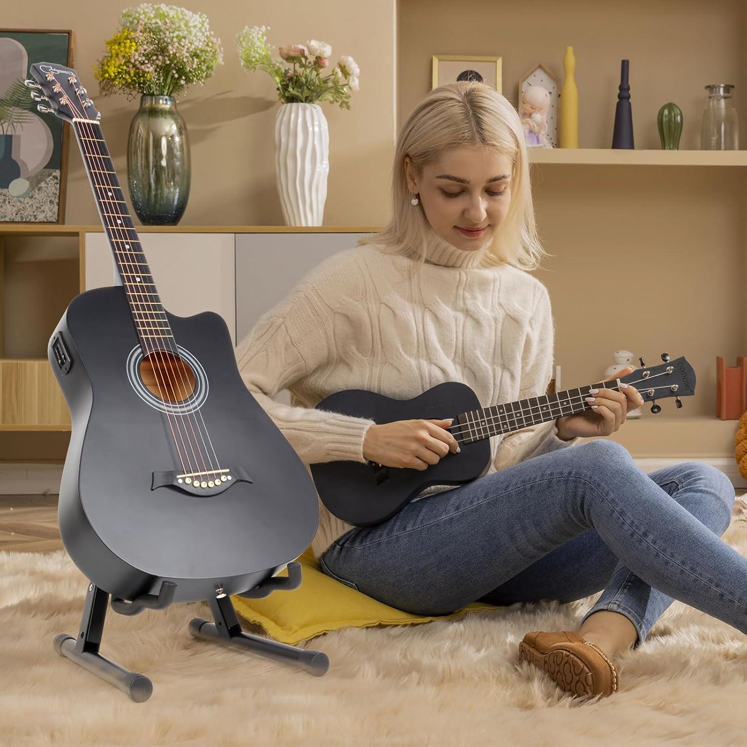 Behome Foldable A-Frame Guitar Stand with Foam Arms photo 8