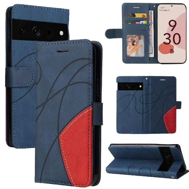 GANGXUN Flip Case for Google Pixel 7 Pro – Leather Wallet Cover with Card Slots, Kickstand & Color Stitching Protective Folio