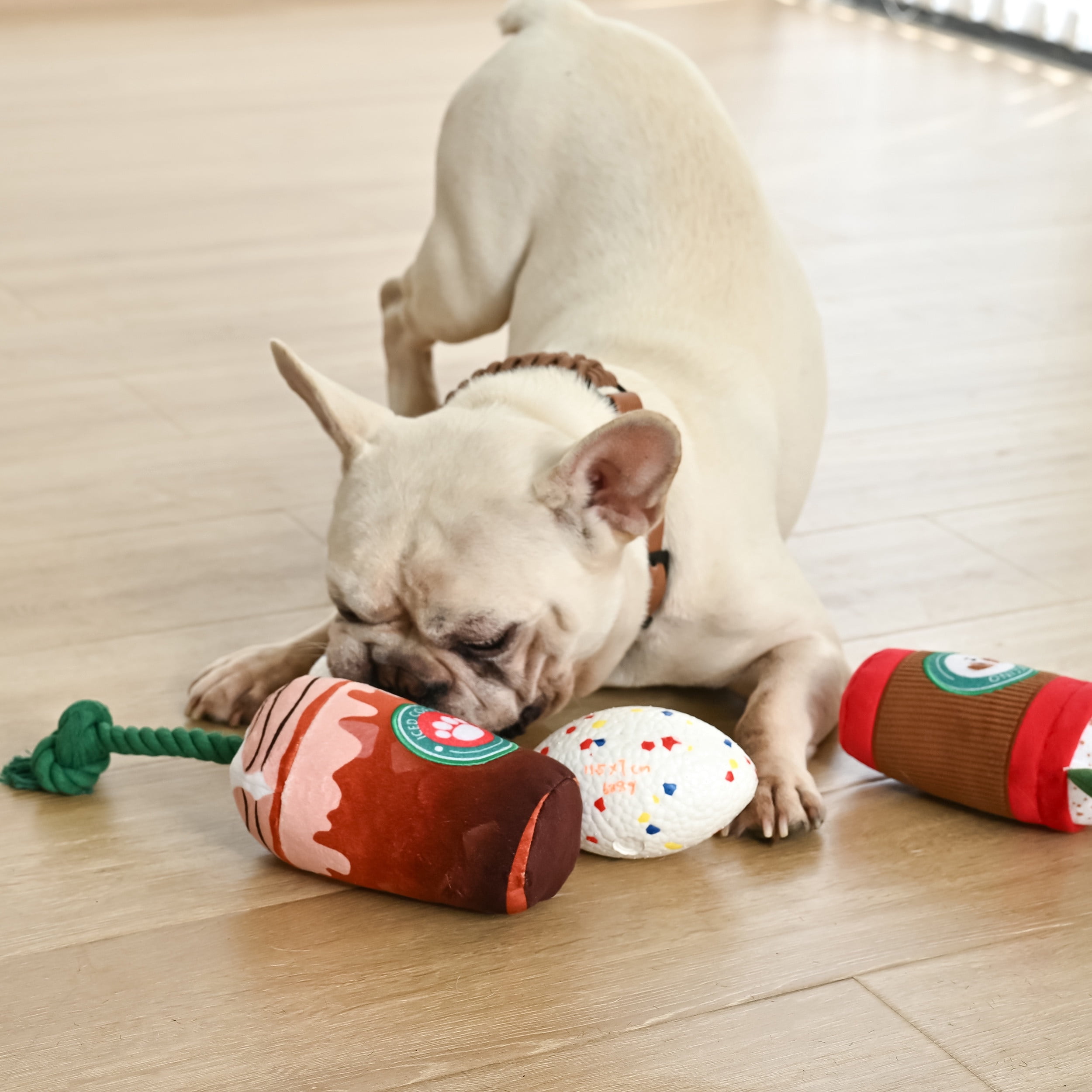Max & Marlow Dog Chew Toys, 2 in 1 Interactive Plush Toys with Built-in E-TPU Ball, 2 Pack