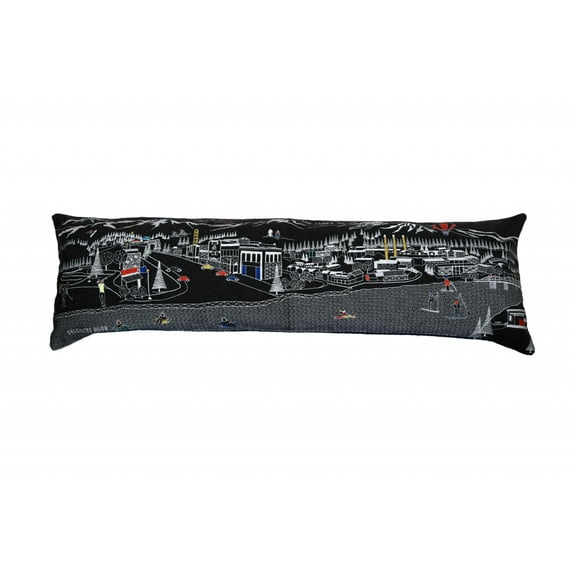 45" Black Bend Nighttime Skyline Lumbar Decorative Pillow