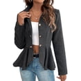 thumbnail image 3 of Elegante Blazer para Mujer, para Oficina, Trabajo, Negocios, con Dobladillo Peplum, Chaqueta Abierta con Diseño de Negro M, 3 of 9