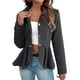 thumbnail image 3 of Elegante Blazer para Mujer, para Oficina, Trabajo, Negocios, con Dobladillo Peplum, Chaqueta Abierta con Diseño de Negro M, 3 of 9