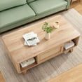 thumbnail image 4 of STARY Coffee Table, Mid Century Living Room Tables with Storage, Modern Square with Rattan Drawer, Wooden Living Room Table with Solid Wood Leg, 4 of 6