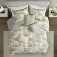 thumbnail image 2 of Noaman 7-Piece King Comforter Set, Textured Cotton Blend, Gray Taupe Cream Abstract Print, Includes Comforter Shams Pillows Bed Skirt, 2 of 16