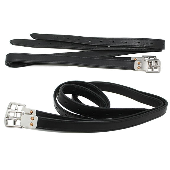 48" English Equestrian Tack Adult Padded Saddle Stirrup Leathers Black 805SL03BK-48