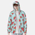 thumbnail image 3 of Pofeuu Watermelon Print Sun Protection Outdoor Lightweight Full Zip UV Cooling Hoodie Long Sleeve Summer Clothing for Outdoor Hiking-X-Large, 3 of 5