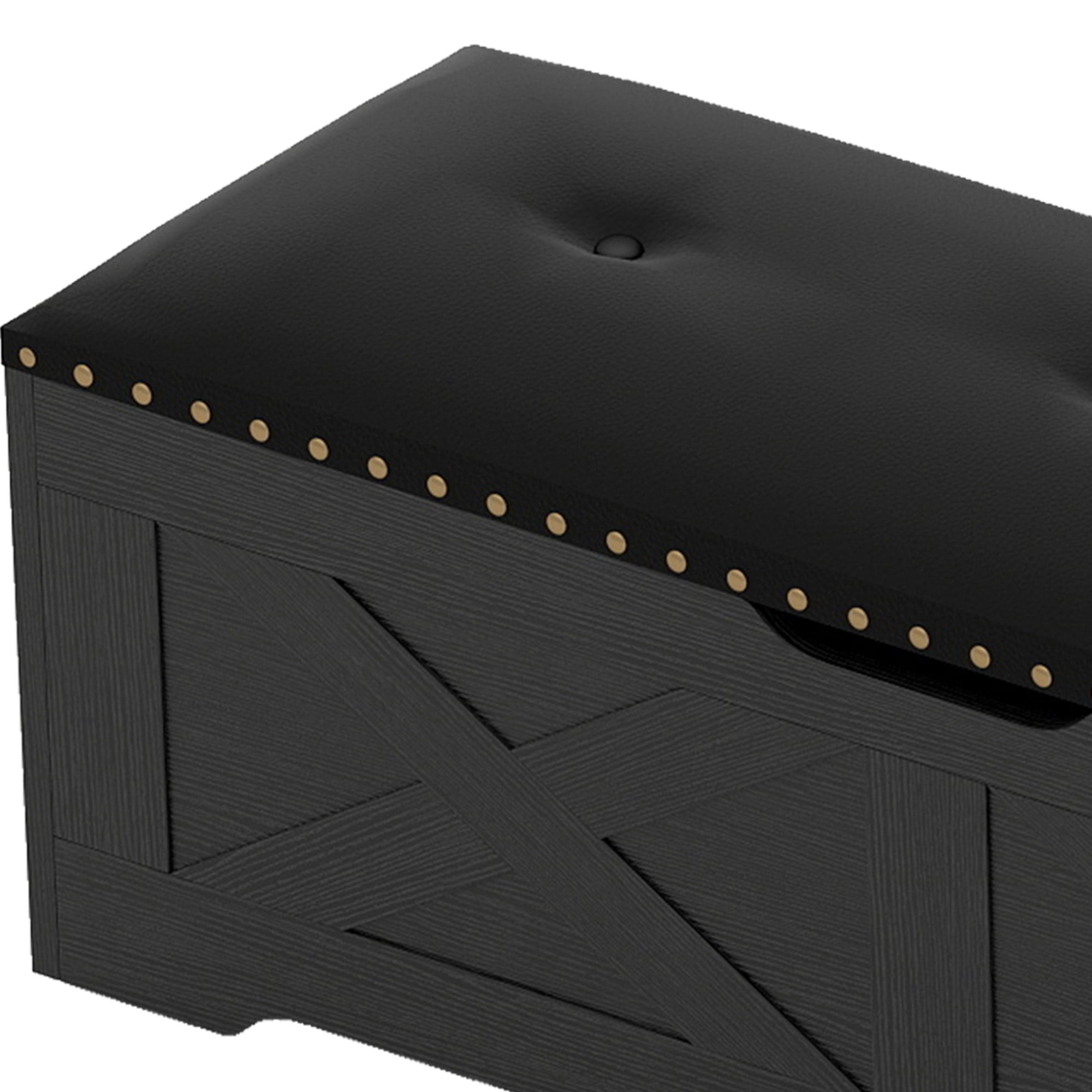 Uforic Wood Lift Top Coffee Table with Rolling Ottoman Storage Bench, Black