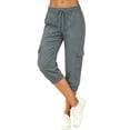 thumbnail image 4 of JYnXIANTI Pantalon Capri pour Femmes à Cordon, Taille Mi-Haute, Bas Resserré, Capris Cargo, Plein Air, Randonnée, Sport, Voyage, Pantalon, 4 of 7