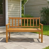GVN 2-Person Outdoor Acacia Wood Bench with Backrest, Comfortable Outdoor Seating with Resistant Finish