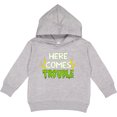 thumbnail image 2 of Inktastic Here Comes Trouble Toddler Hoodie, 2 of 4