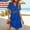 Blue, variant on QUNYINEY Patriotic Women Summer Dresses Short Sleeve Mini Independence Day T-Shirt Dress Casual V Neck with Pockets Loose Fit Dresses