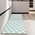 thumbnail image 4 of Light Blue and Cream Checkered Pattern Kitchen Rug Mat,Kitchen Runner Rugs Non Skid Washable,Decorative Kitchen Floor Mats for Kitchen,Sink,Laundry,17"X47", 4 of 5