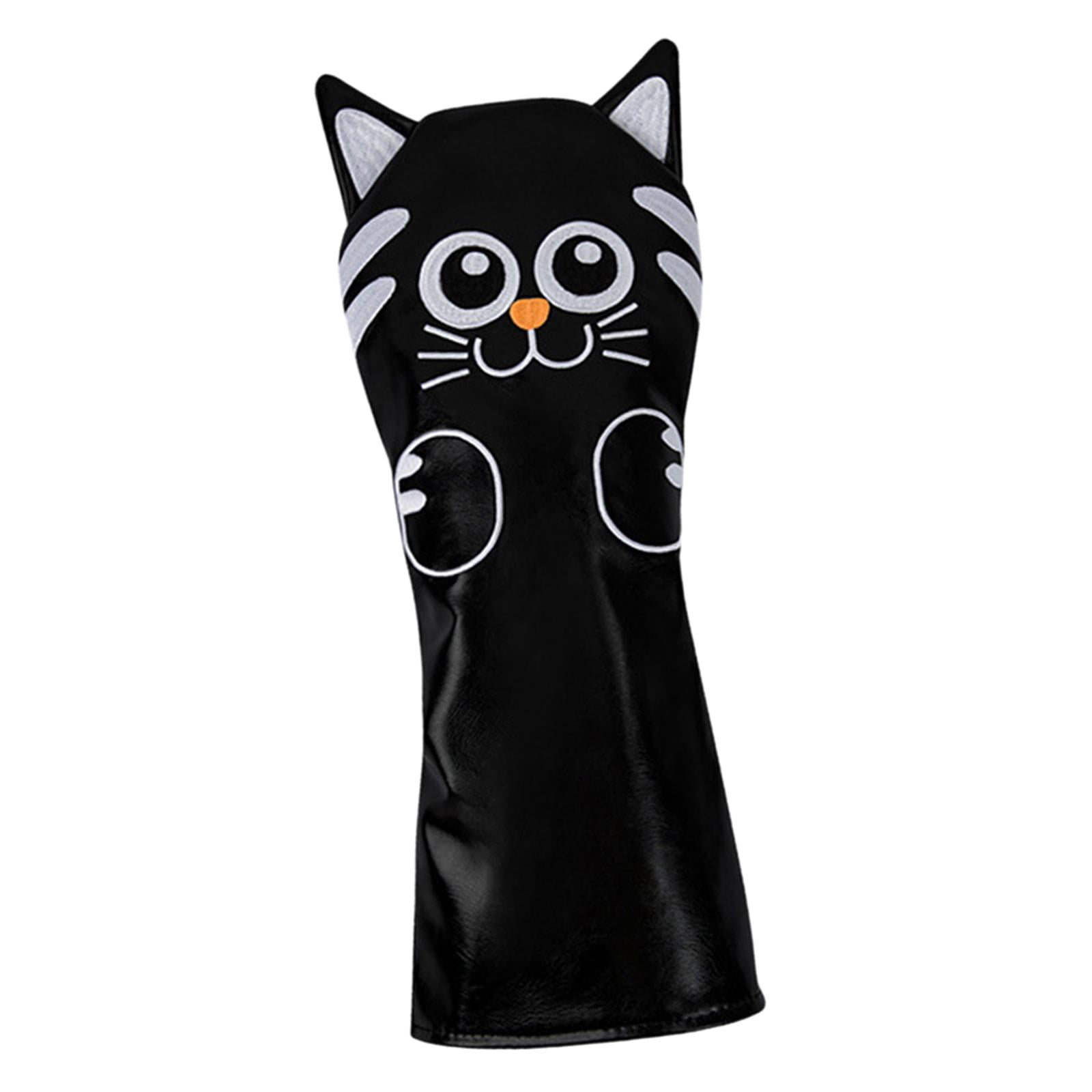 Golf Head Covers Equipment Mallet Putter Cat Pattern PU Leather Accessories Golf Driver Black