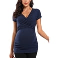 thumbnail image 1 of Vêtements de Grossesse Offres de l'Action de Grâce Liquidation Été Vêtements de Maternité pour Femmes Col Rond Manches Courtes Volants Pli Hauts de Grossesse, 1 of 5