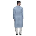 thumbnail image 3 of Atasi Button Down Asymmetrical Kurta For Men Printed Mandarin Long Sleeve Shirt, 3 of 5
