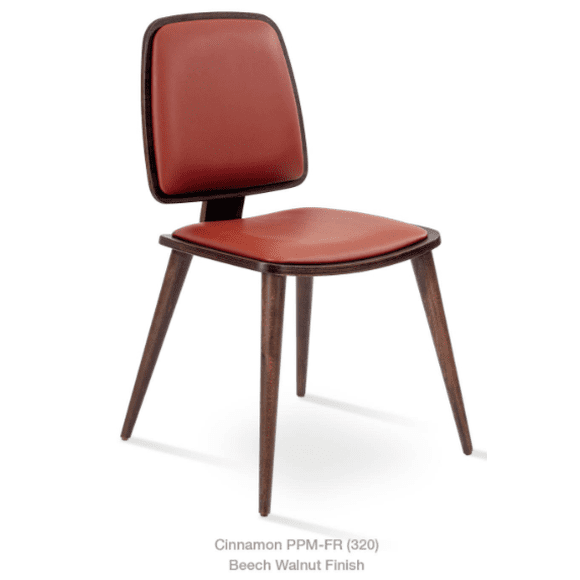 GINZA DINING CHAIR -PPM-FR - CINNAMON (320)- AMERICAN PLYWOOD WALNUT VENEER BACK - BEECH WOOD WALNUT FINISH LEGS