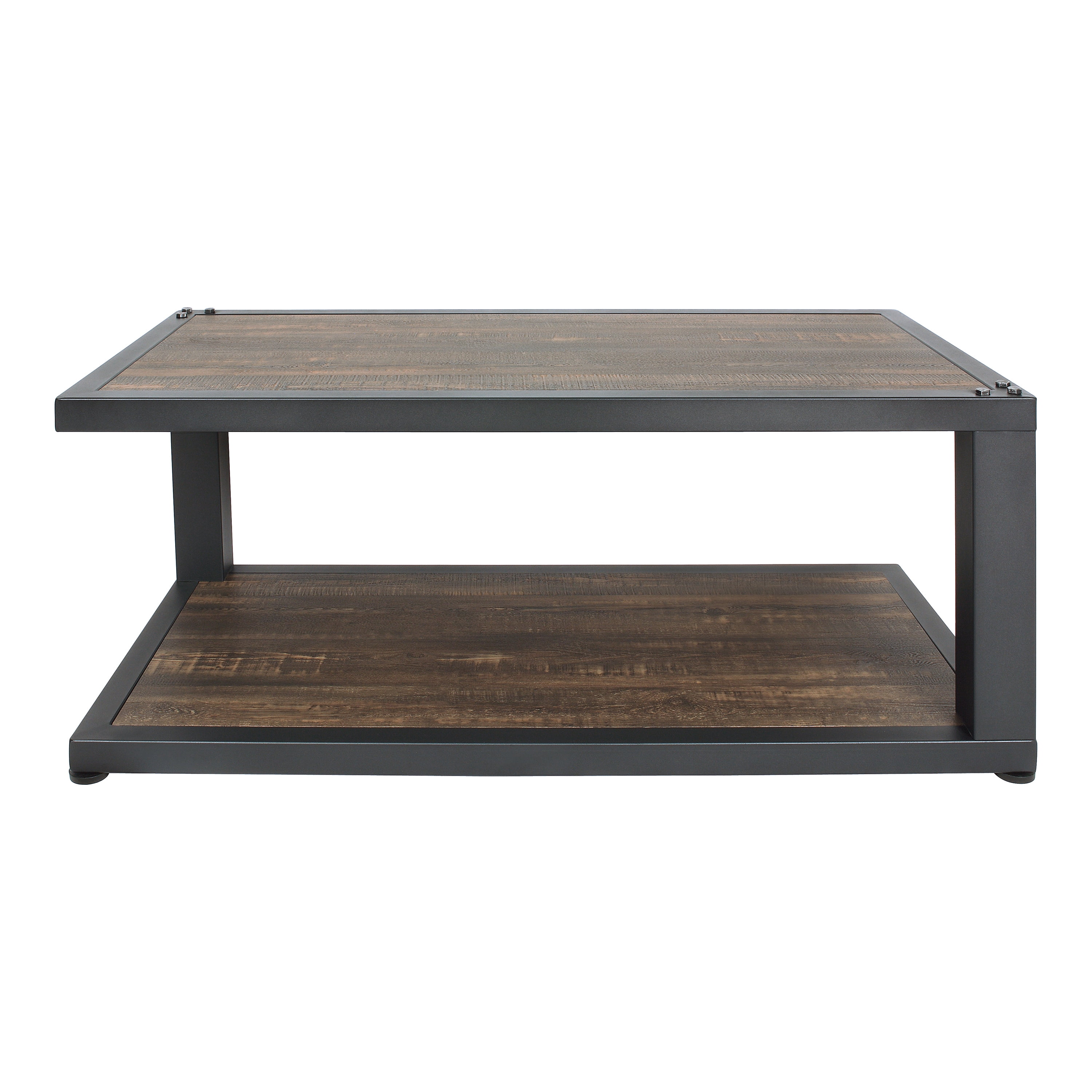 Furniture of America Elto 1-Shelf Metal Sand Black and Dark Walnut Coffee Table