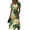 Green, variant on Tropical Palm Tree & Hibiscus Print V-Neck Wrap Dress for Women - Short Sleeve High Waist A-Line Midi Summer Beach Vacation Gown, Flowy Boho Holiday Party Dress with Cinched Waist White XXXL