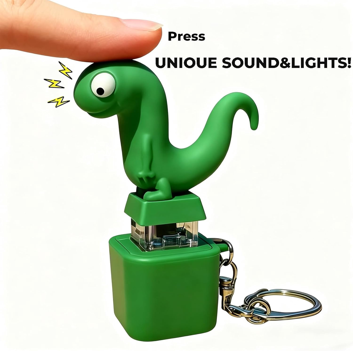 Lizard Keychain Fidget Toy – Clicker Sound & Colorful Lights, Rechargeable, For Stress & Anxiety-393410
