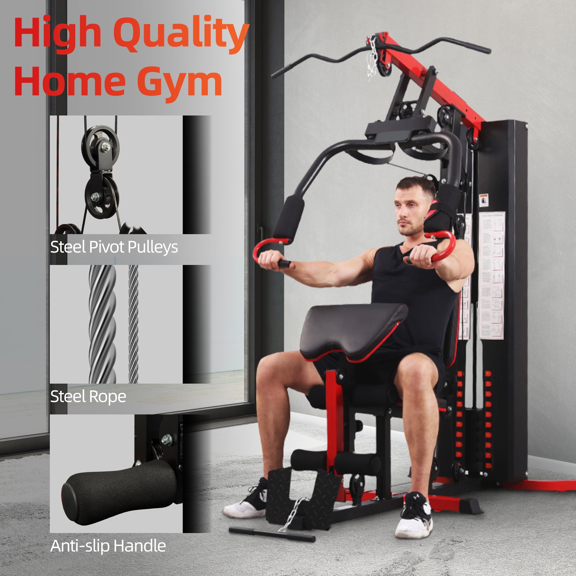 Signature Fitness LX750/LX760 Multifunctional Home Gym Trainer – Full-Body Workout Station with 122.5LB Weight Stack, Includes Installation Video