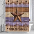 thumbnail image 3 of Country Stars Shower Curtain for Bathroom Decor, Purple Wood Grain Bless Our Home Farmhouses Waterproof Fabric Shower Curtain, 48"x72" Set with 12 Hooks, 3 of 9