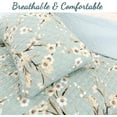 thumbnail image 2 of Cozy Line Aqua Teal Turquoise Floral Blooming Cotton Reversible Quilt Bedding Set, 2 of 6