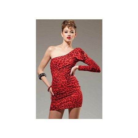- Forplay Red One Sleeve Mini Dress 221202FP_R Red
