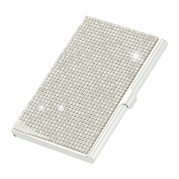 Uxcell Small Business Card Holder, Alloy Name Card Holder Bling Pocket Organizer Display, Silver Tone