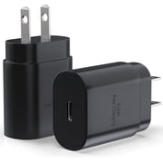 2 Pack Wall Plug Fast Charger 25W USB-C Fast Charging Wall Charger Designed for Samsung Galaxy USBC Wall Charger Block 25W, Type-C Power Adapter for Fast Charging,Black