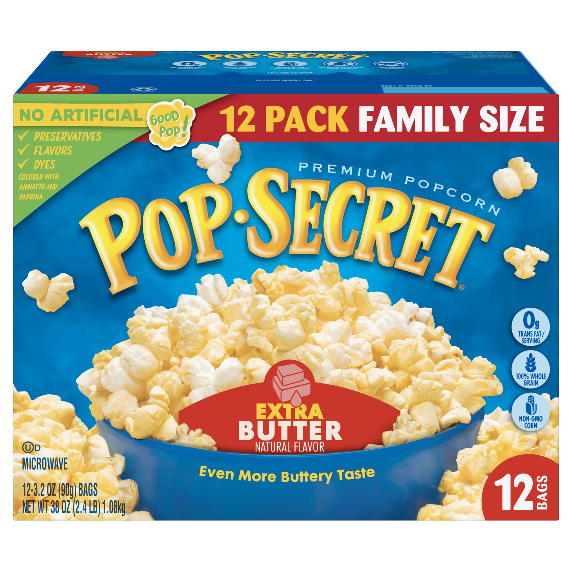 Pop Secret Microwave Popcorn Extra Butter 3 2 Oz 12 Ct
