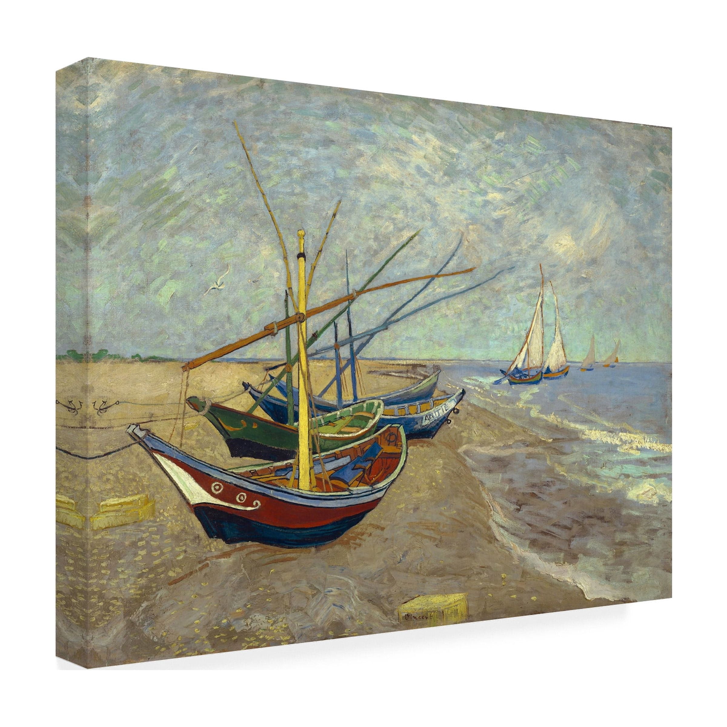 Vincent van Gogh 'Fishing Boats on the Beach' Canvas Art