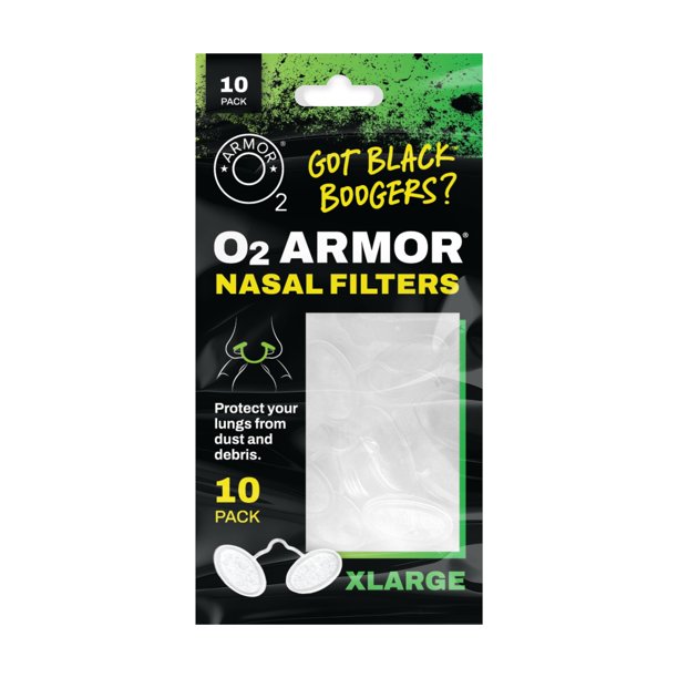 Filtros nasales O2 Armor talla extragrande, paquete de 10, polvo y alergias